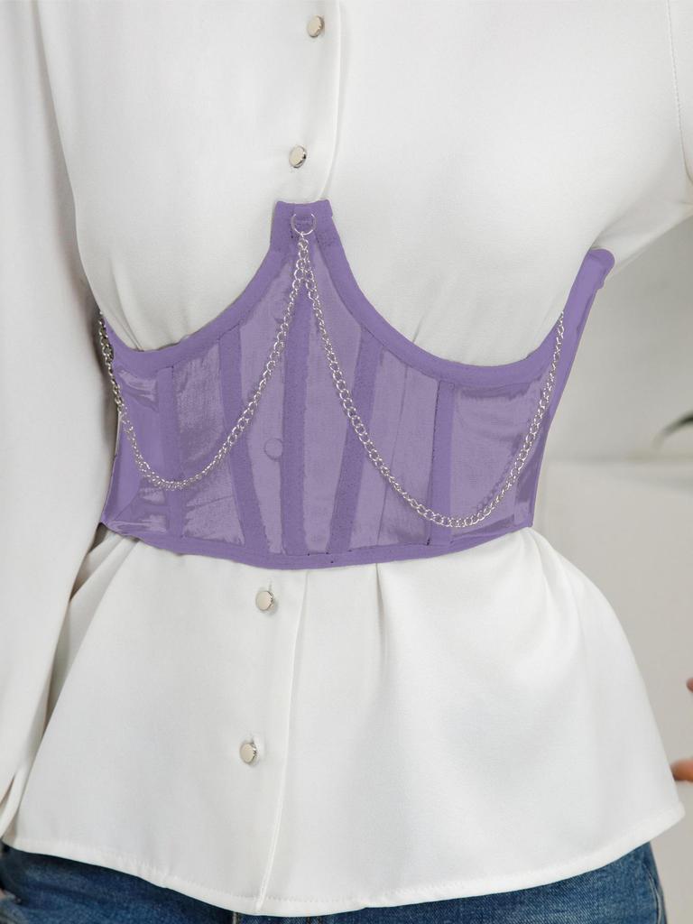 European & American Lace Waist Cincher Corset: Slimming Mesh Vest with Bust Support & Abdominal Shaping.