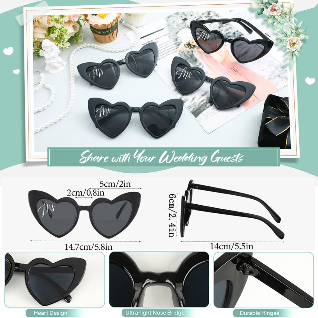 12-120 Pezzi Occhiali da Sole a Forma di Cuore per Matrimonio Occhiali Mr/Ms Sposa Regalo di Matrimonio per Ospite Occhiali a Cuore per Damigella d'Onore Bomboniera Just Married