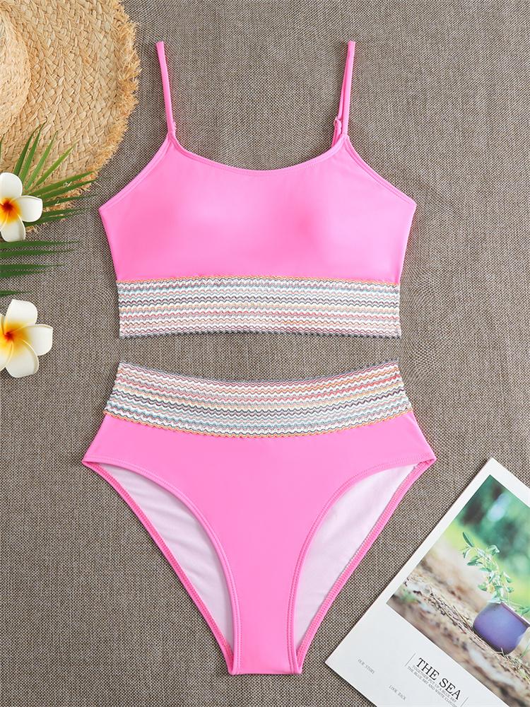 Bikini Damskie Kostium Kąpielowy Wysoki Stan 2024 Nowy Jednolity Zestaw Bikini Seksowne Stringi Strój Kąpielowy Dwuczęściowy Letni Strój Plażowy Kostium Kąpielowy Damski