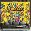 2D Pop Art Lemonade Backdrop with Lemons, Drinks, Straws & Bubbles Photography Background Banner