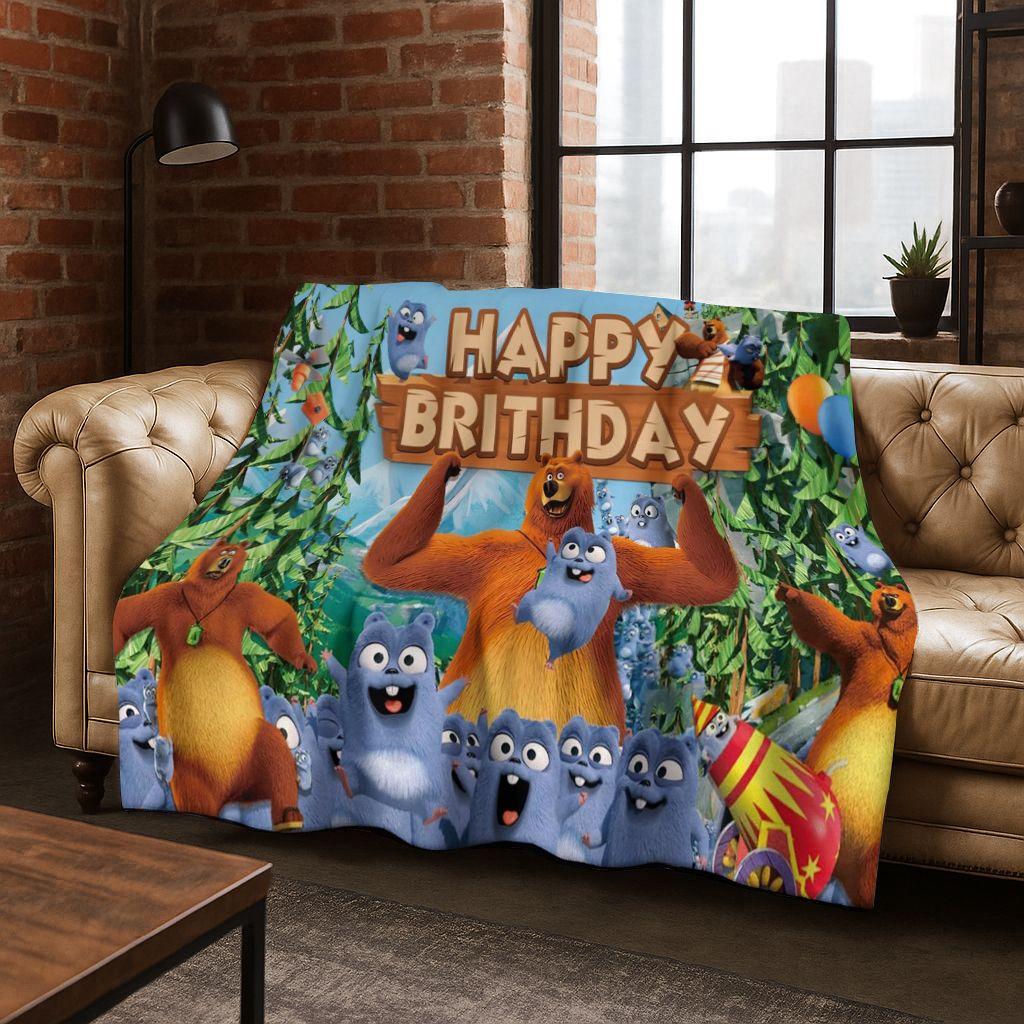 Lustige Grizzy und die Lemminge Cartoon Flanelldecke Weiche Warme Überwurfdecke für Bett Schlafzimmer Zimmer Wohnzimmer Reise Picknick Kind
