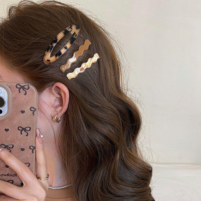 3-Piece Set, Simple Retro Acetic Acid Hairpin, Side Clip, New Broken Hair Bangs Clip, Forehead Bb Clip, Hairpin.