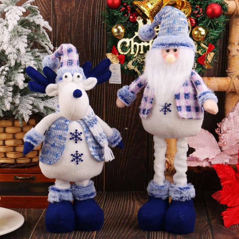 1PC Christmas Decorations Adjustable Extendable Snowman Reindeer Plush Dolls Home Tabletop Ornaments New Year Gifts