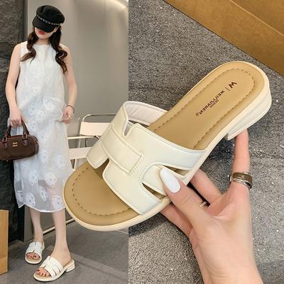 Flat-bottomed Cool Slippers for Women's Summer Wear, New with Skirt, Soft-bottomed Beach Vacation, One-word Drag