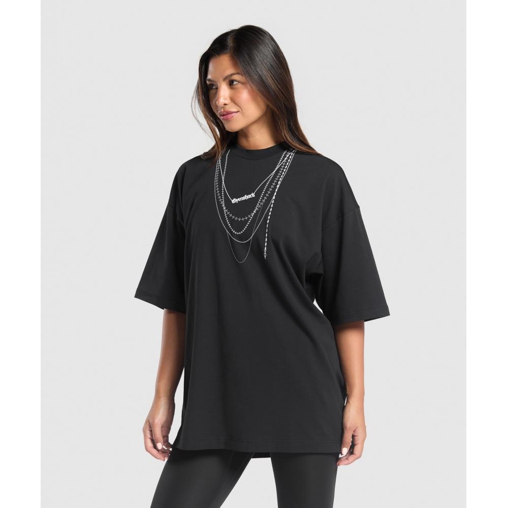 

Gymshark ElevaTe Chain Oversized T shirT Black B2b1x Bb2j