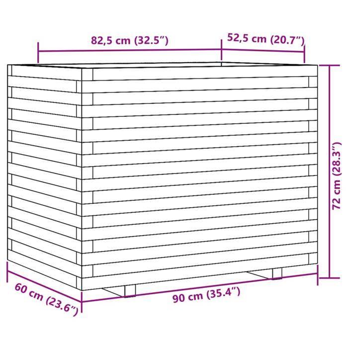 VidaXL Jardinière 90x60x72 cm bois de pin imprégné, jardinière d'extérieur, bac à fleurs, bac à tomates, jardinière de 3282648