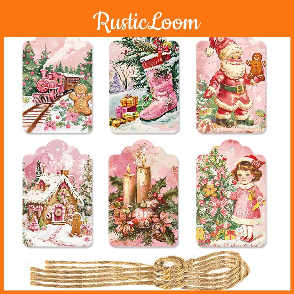 Party Christmas Decorations Accessories Vintage Paper Gift Hanging Set Tags