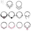 ZS 1 Stück Rosa Kristall Nasenpiercing Silberfarben Septum Ring 316L Edelstahl Nasen Clicker Ohr Helix Knorpelpiercing 16G