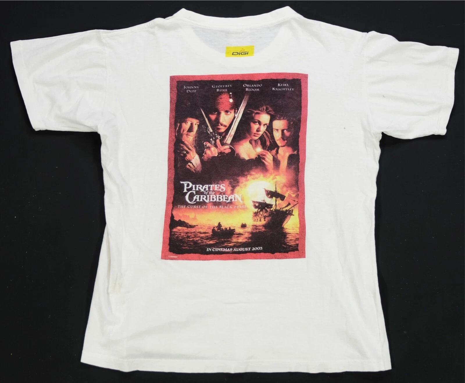 Rare VTG Pirates Of The Caribbean Curse Of The Black Pearl 2003 T Shirt 2000s L