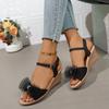 Large-sized Sandals Fish-mouthed Wedge Heels One-button Women's Shoes