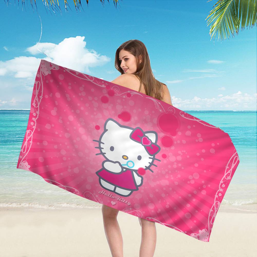 H-Hello-S K-kitty-S Microfiber Printed Beach Towel Mountain Climbing Yoga Beach Swimming Running Absorbent Soft Towel