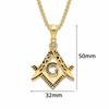 Hip Hop Iced Out Mason Halsketten Anhänger Goldfarbe Edelstahl Kette Für Damen/Herren Freimaurer Symbol Schmuck XL1079