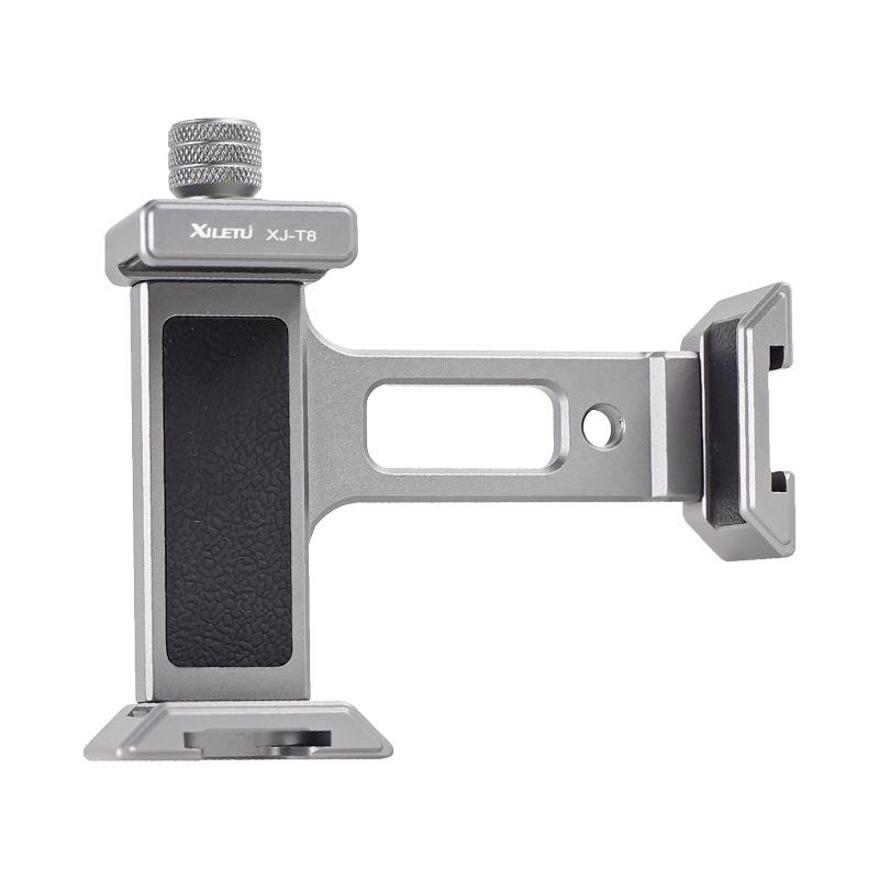 XJT8 Metal Phone Tripod Clamp with Cold Shoe & Mount Head for Desktop Cameras
