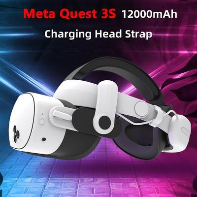 Meta Quest 3s Charging Headband with 12000mAh Capacity VR Accessories Adjustable Quest 3S Strap