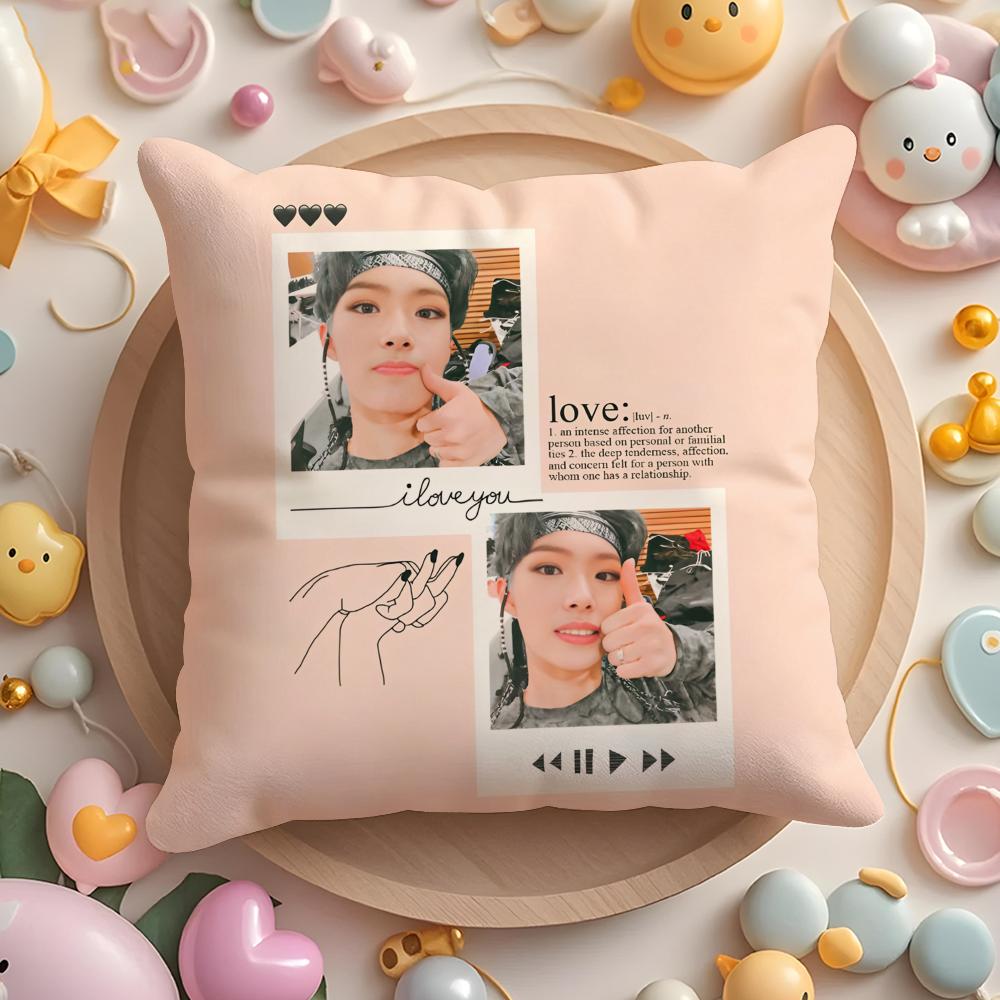 MMingi AAteez Idol Cushion Cover Plush Fabric Soft DoubleSided Printed Sofa Warm Winter Home Gift Pillow Cover