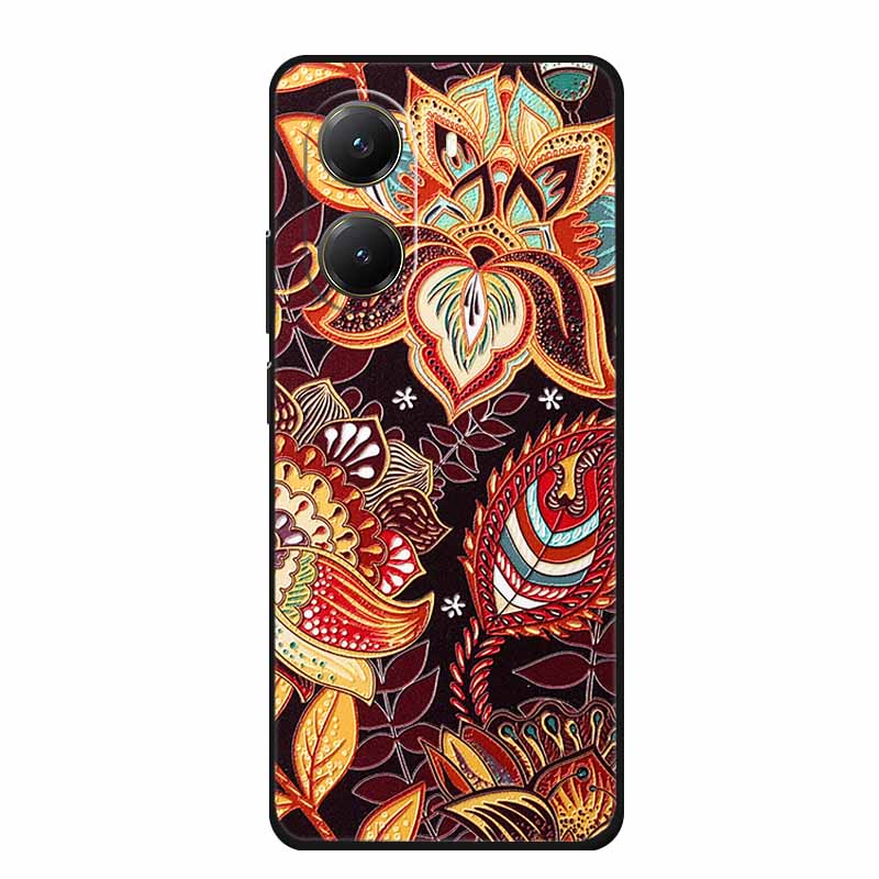For Xiaomi POCO X7 Pro Case X7Pro 3D Relief Emboss Flowers Black Silicone Soft Back Cover Case For Redmi Turbo 4 Case Turbo4 Bag