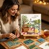 Sunday Traditions Sea Glass Art Kit Kit, DIY Mosaic Relaxing Craft Kits for Families Morning Adults Teens, Handmade Home Decor Desktop Ornament Set