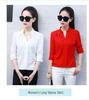 2024 Spring Women's Slim Fit Solid Color Long Sleeve Korean Style Single-Breasted Shirt