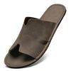 Mens Slippers Luxury Leather Slides Flats Slip Ons Summer Indoor Outdoor Casual Sandals Fashion Beach Shoes for Men 2025 New