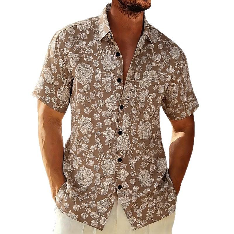 Summer New Men's Hawaiian Short Sleeve Shirt Lightweight Breathable Loose Casual Top