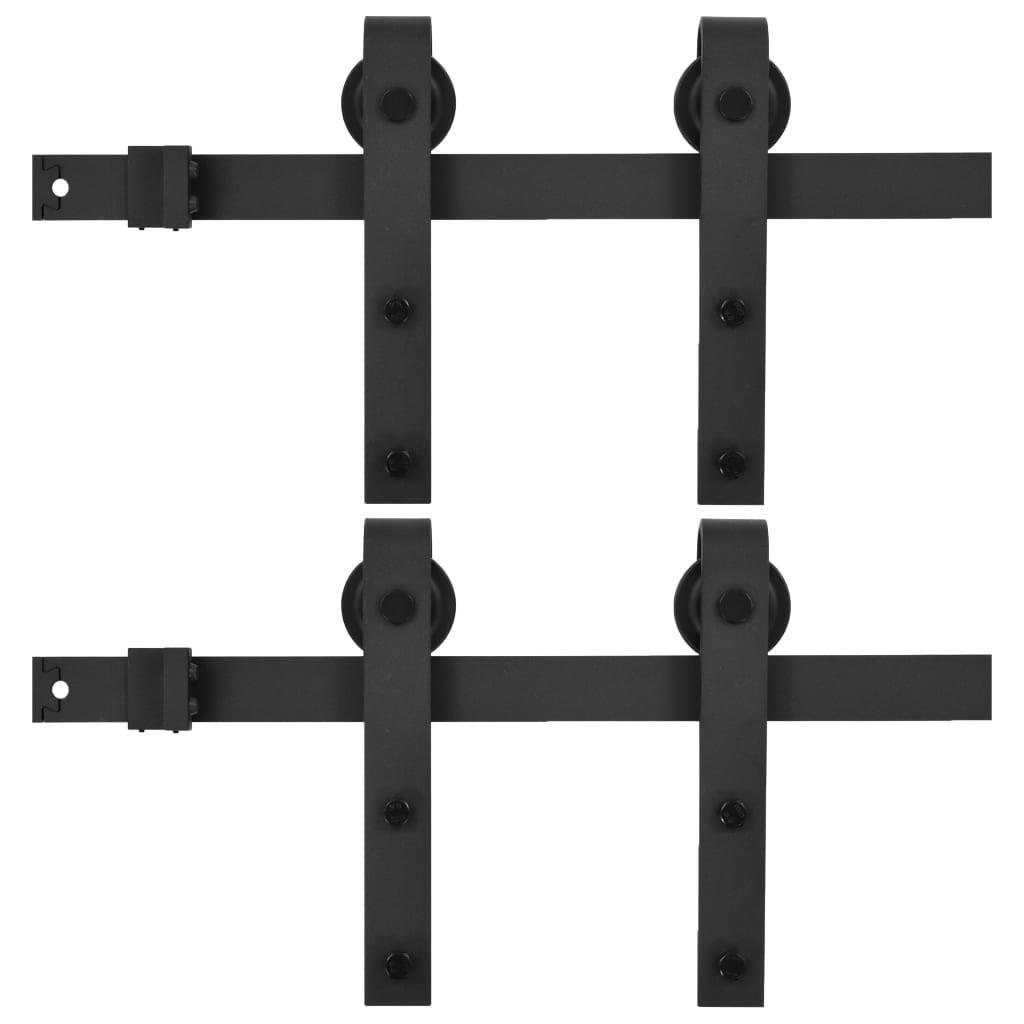 Sliding Door Hardware Kits 2 Pcs 183 Cm Steel Black