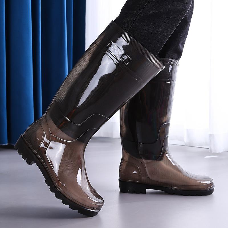 Men's High Rain Boots, No Cloth Jelly Rain Shoes, Mining Rain Boots, Non-slip and Wear-resistant Rubber Shoes, Work Rain Boots