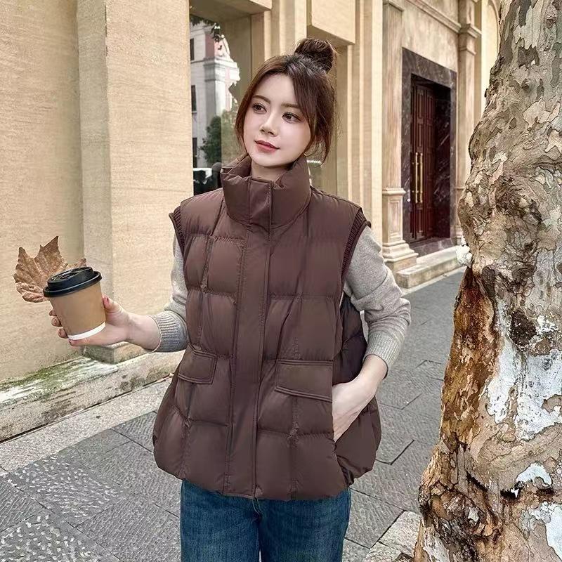 Autumn and winter new stand-up collar down cotton vest women's thickened bread clothes trendy outer wear vest jacket vest