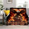 1PC Custom Name Eagle Skull Fire Power flannel blanket versatile,all-season throw suitable for the living room,bedroom,camping,travel,and gift