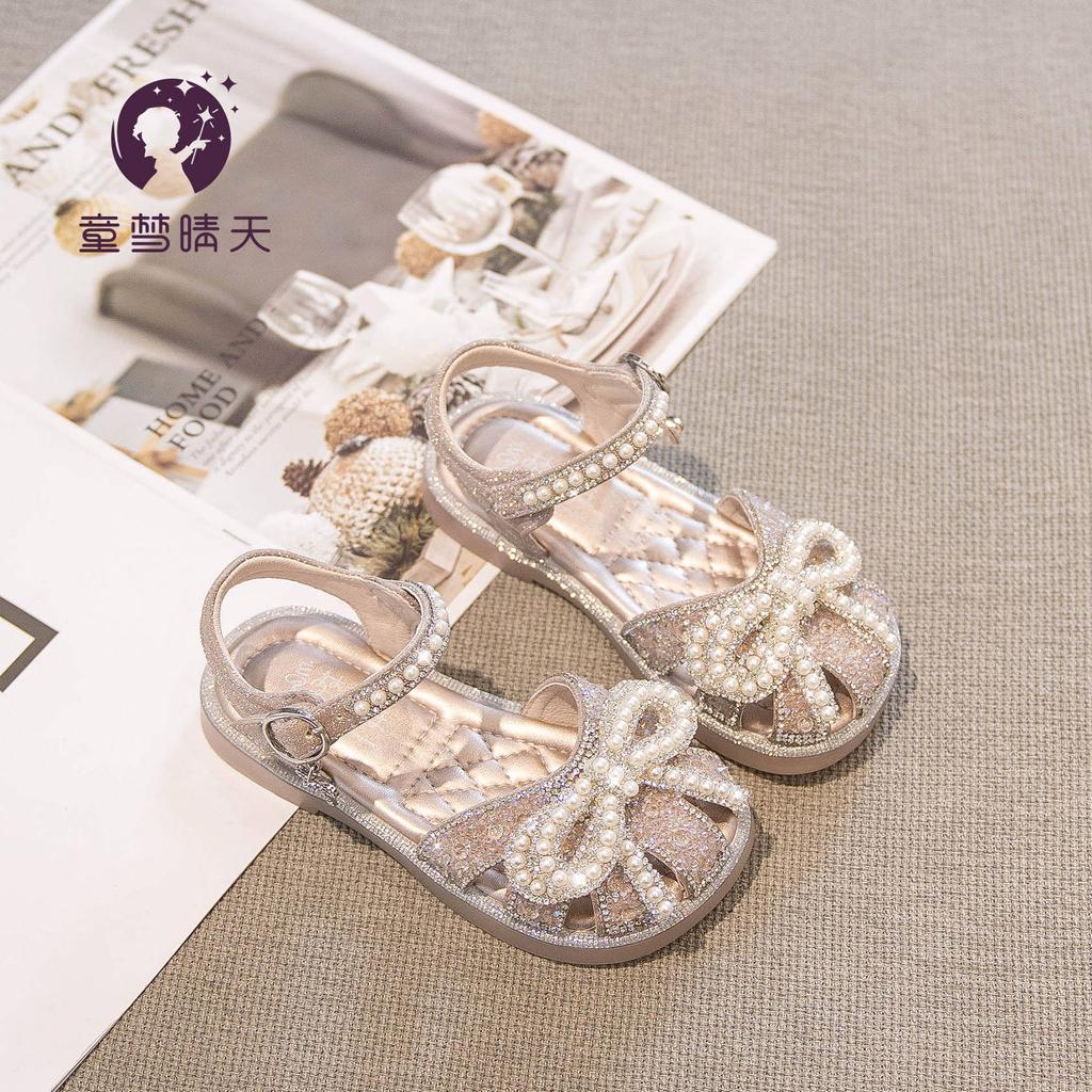Girls Sandals 2025 Summer New Children's Foreign Princess Sandals Soft Sole Internet Celebrity Girls Summer Middle-aged Children