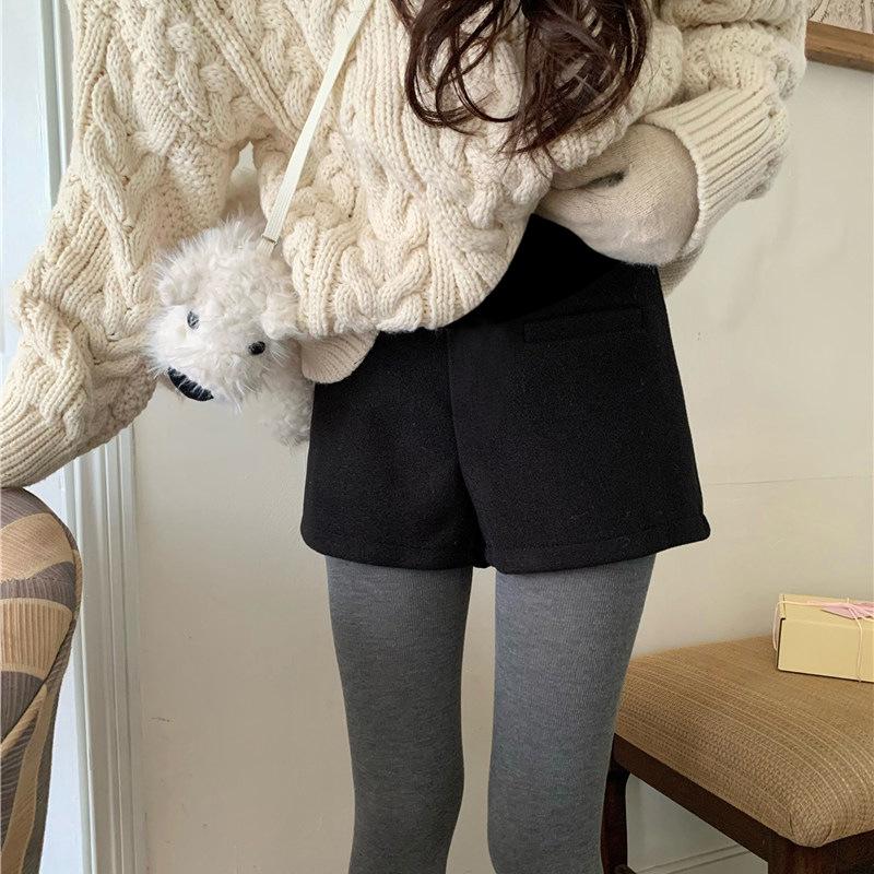 Winter 2026 Grey Wool-Blend Maternity Hip-Hugging Bodycon Pants M