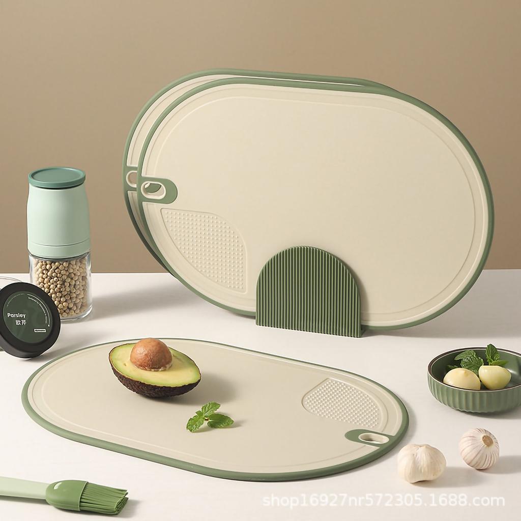 Cutting Board Food Grade Double Sided Prevent Slip Plastic Chopping Board with Holder Base for Meat
