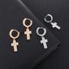 Hip Hop Iced Out Cross Dangle Earrings for Men Women Bling Silver Color Cubic Zircon Earrings Anti Allergy