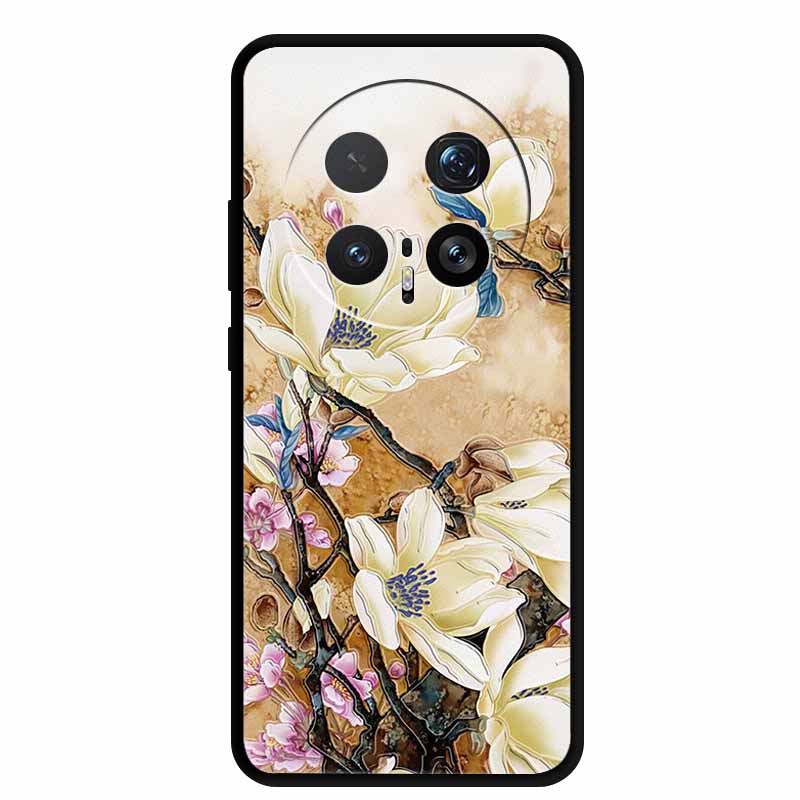 6.71" For Honor Magic8 Pro 5G Case 3D Emboss Relief Flower Black Silicone Soft Back Cover Case For Honor Magic 8 Pro Case Shells