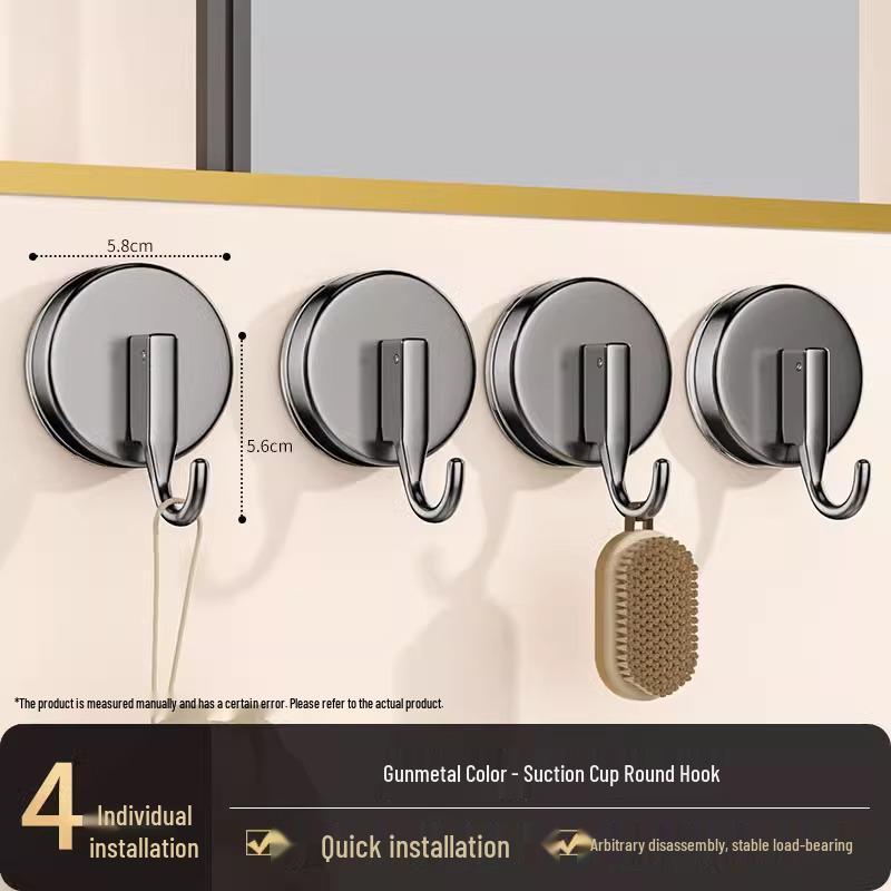 Gancio con Ventosa Senza Tracce e Senza Forare per Cucina, Bagno e Porte - Forte Portata, Montaggio a Vuoto Adesivo.