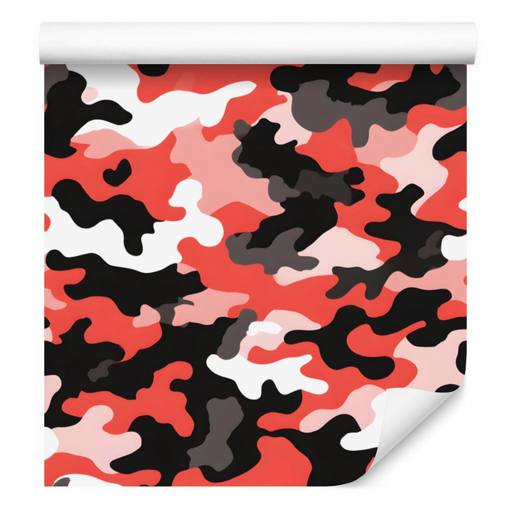 Red and Coral Military Camouflage Wallpaper for Living Room and Bedroom 50x1000