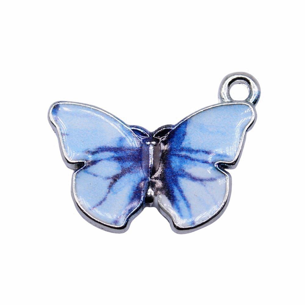 Enamel Charms Multi Color Butterfly Pendants For Floral Themed Jewelry