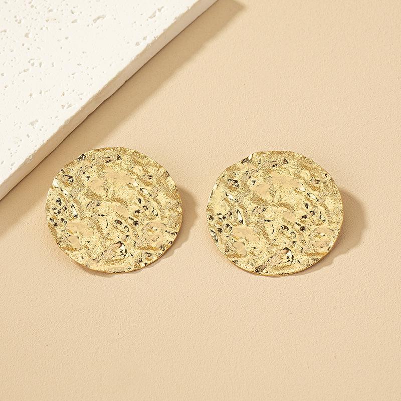 Korean-Style Geometric Circle Earrings: Trendy Irregular Studs for Women
