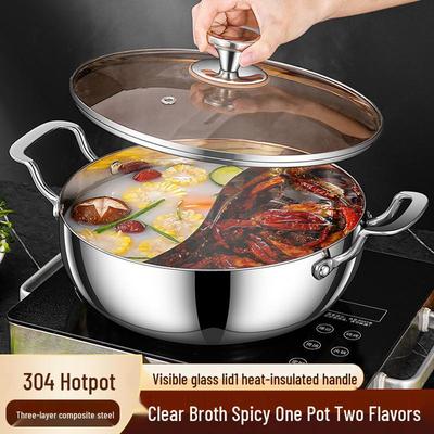 Extra Large 304 Stainless Steel Hot Pot for Induction and Gas Cookers - Deep Soup Pot with Large Capacity