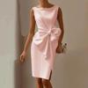 Vestidos Sexy Bowknot Ruffled Slim Party Dresses Woman Spring O Neck Elegant Commute Dress Summer Sleeveless Hollow Out Sundress