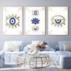 Paintings for Interior Abstract Evil Eyes Lotus Canvas Wall Art Gold Blue Posters and Prints for Living Room No Frame