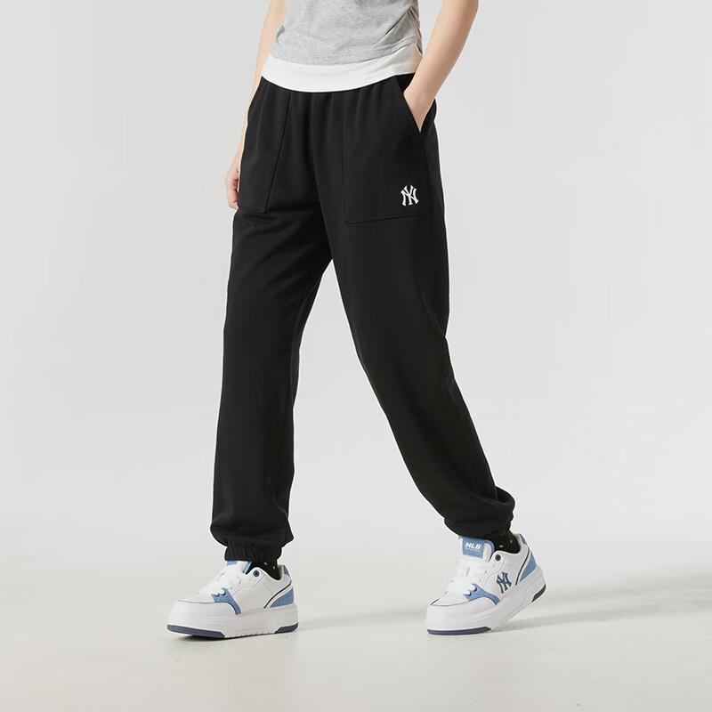 MLB New York Yankees Comfortable Versatile Simple Cuffed Casual Pants Unisex Bottoms Black 3APTB0351-50BKS