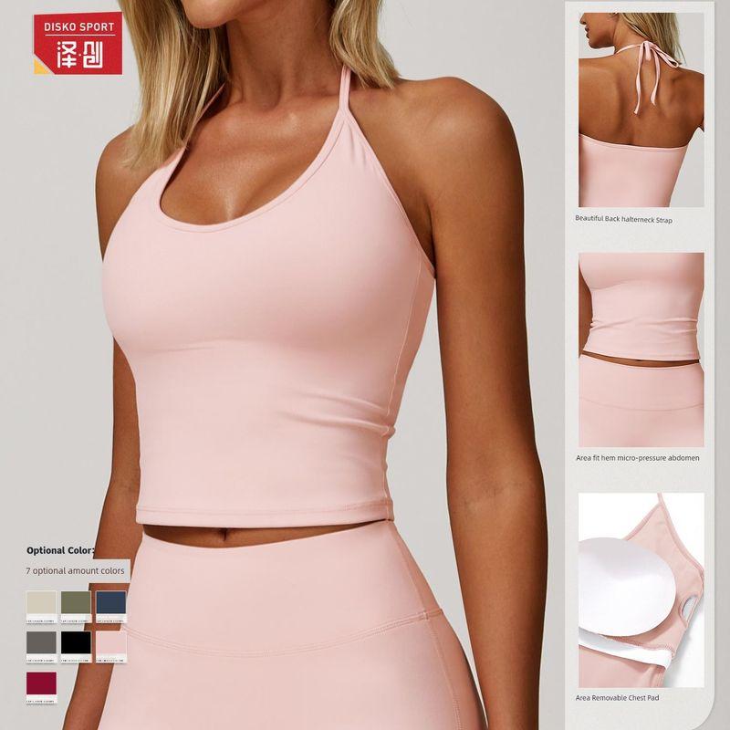 Guangzhou Zechuang Clothing Co., Ltd. Strap Hanging Neck Beauty Back Yoga Vest Strap Chest Pad Casual Tight Sports