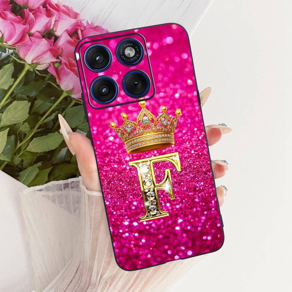 For Motorola Edge 70 Fashion Crown Letter Phone Case For Motorola Moto X70 Air Edge70 5G XT2601-2 Black Silicone Soft Cases