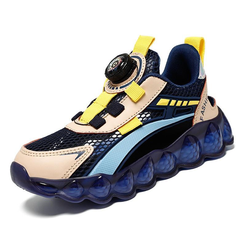 Boys Mesh Sneakers With Rotating Buckle Lightweight Breathable Casual Shoes Kids Fall