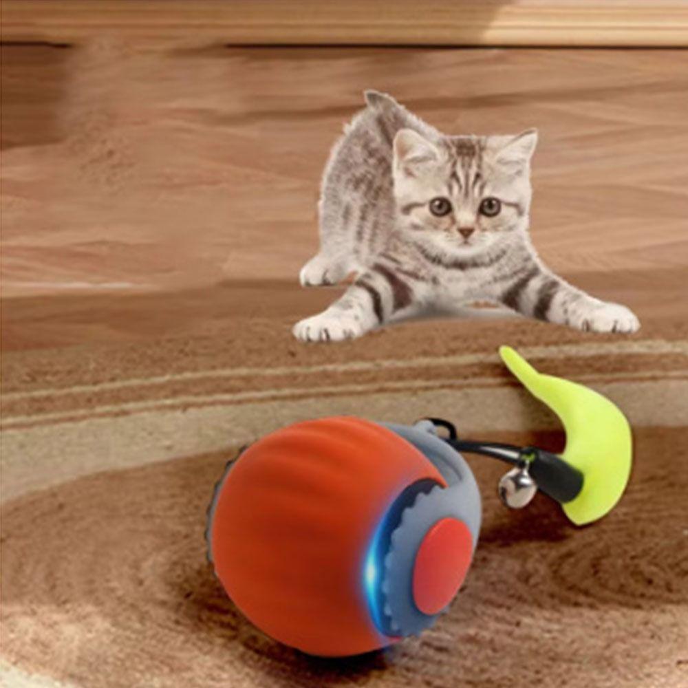 Gravity Sensor Cat Interactive Ball Smart Flexible Pet Eletronic Smart Ball with Faux Tail Automatic Moving Pet Toy Ball Self Hi