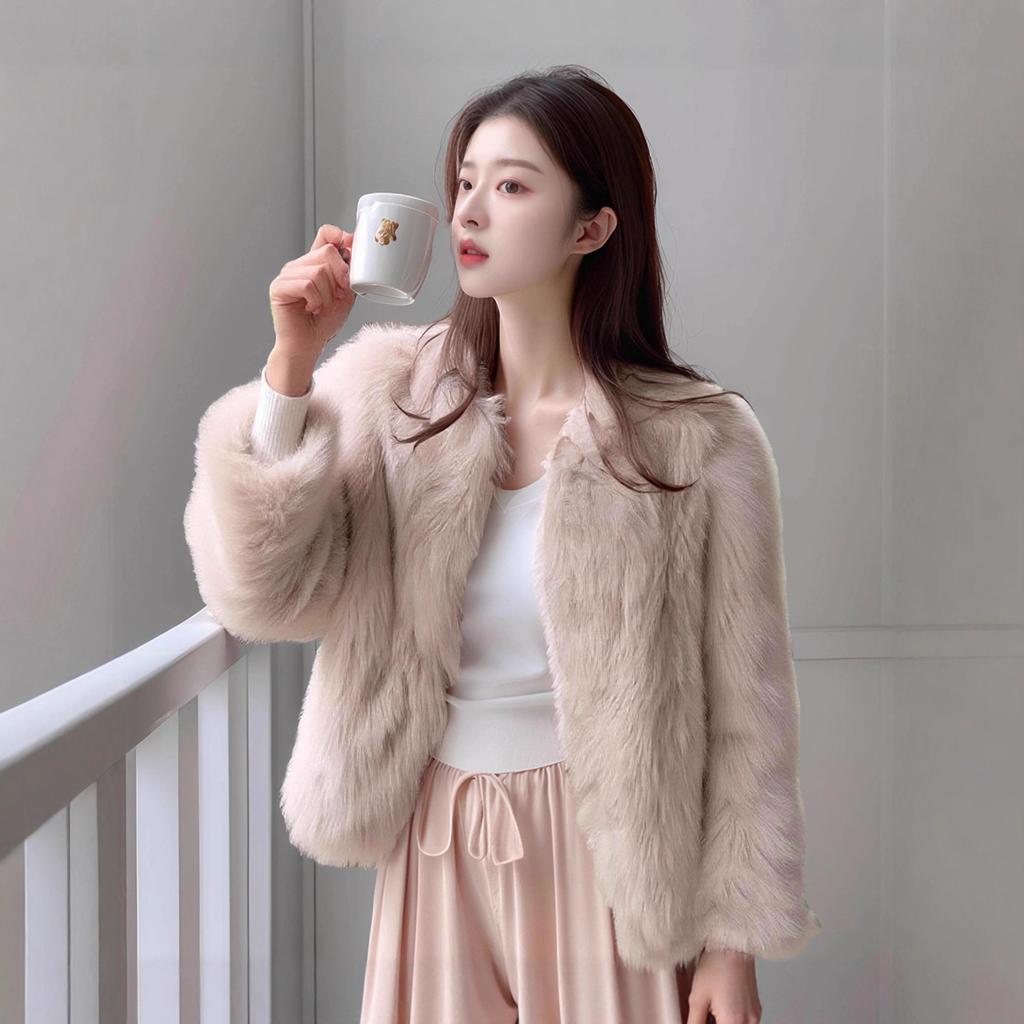 Imitation fox fur Internet celebrity coat women's short autumn and winter new cotton thickened fashion suede coat