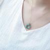 High-End Delicate Jade Blue Pendant Necklace: 925 Sterling Silver Gold-Plated Clavicle Chain