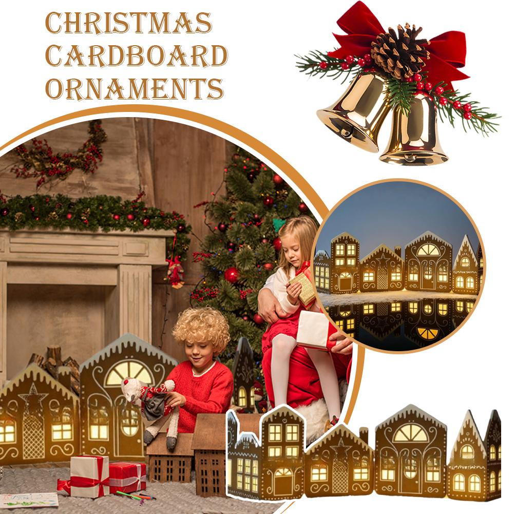 DIY Family Party Decoration Christmas Gingerbread House Cardboard Ornament Christmas Gingerbread House Luminous Decoration
