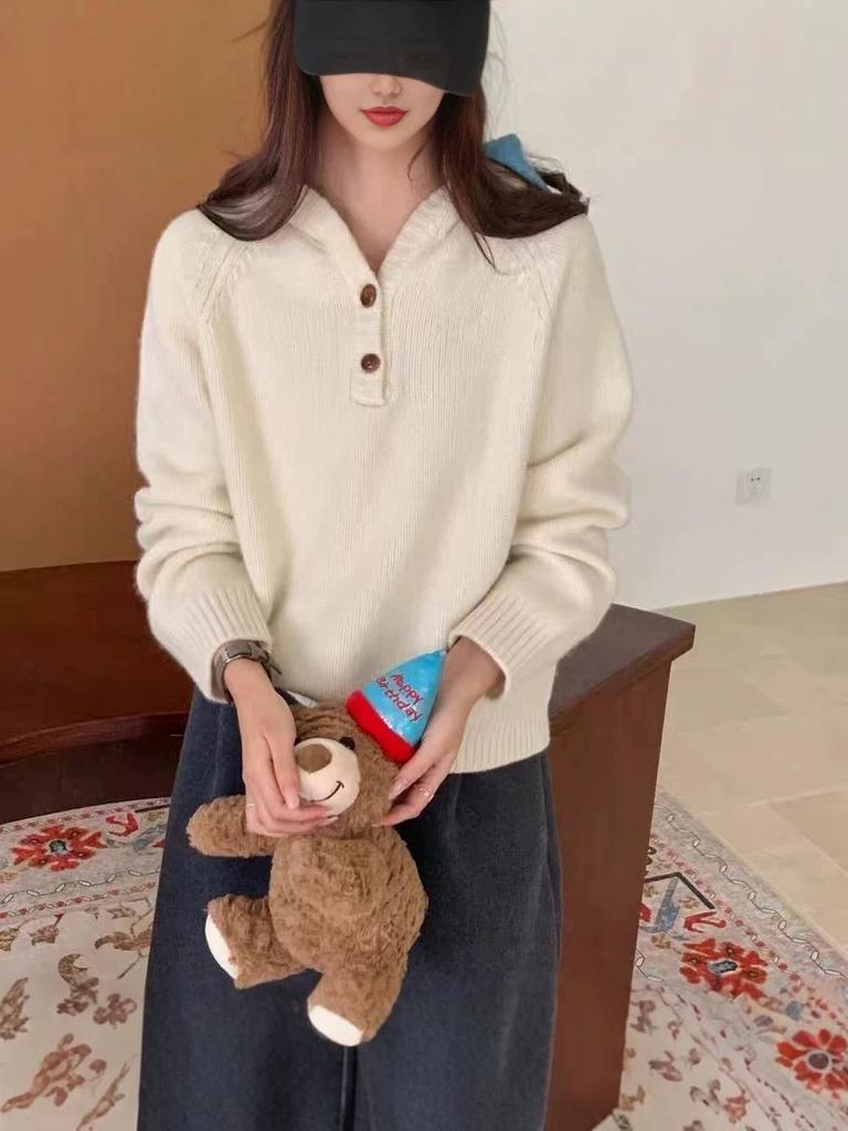 Women's 100% Wool Hoodie Sweater - Autumn/Winter Thick, Loose, Casual Knit Jacket