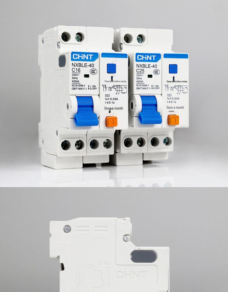 Chint 1P+N Miniature Circuit Breaker with 220V RCD Leakage Protection